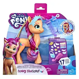 My Little Pony: A New Generation Rainbow Reveal Sunny Starscout - 6-Inch Orange Pony Toy with Rainbow Braid, 17 Accessories