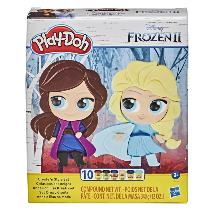 Play-Doh Featuring Disney Frozen 2 Create 'n Style Set Make Your Own Anna and Elsa Toy with 10 Non-Toxic Cans