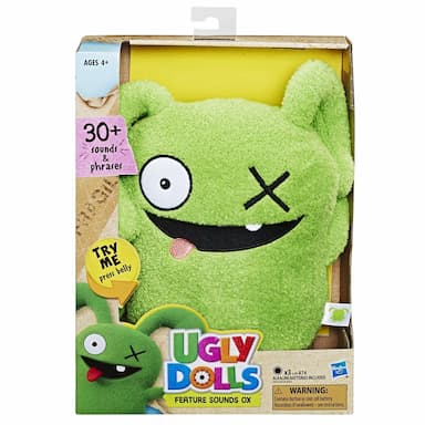 UglyDolls Feature Sounds OX, Stuffed Plush Toy that Talks, 11 inches tall