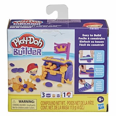 Play-Doh Builder Treasure Chest Toy Building Kit for Kids 5 Years and Up with 3 Non-Toxic Play-Doh Cans