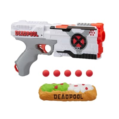 Deadpool Nerf Rival Blaster -- Kronos XVIII-500 with Deadpool X-Force Deco, Foam Chimichanga, 5 Nerf Rival Rounds