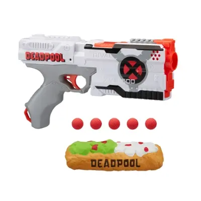 Deadpool Nerf Rival Blaster -- Kronos XVIII-500 with Deadpool X-Force Deco, Foam Chimichanga, 5 Nerf Rival Rounds