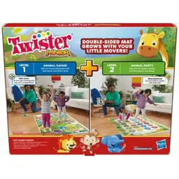 Twister Junior Game, Animal Adventure 2-Sided Mat, Game for 2-4 Players, Ages 3 and Up