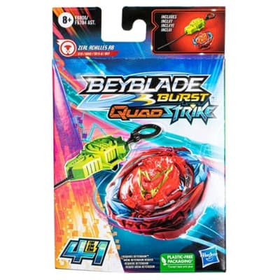 Beyblade Burst QuadStrike Zeal Achilles A8 Starter Pack, Battling Game Toy with Launcher