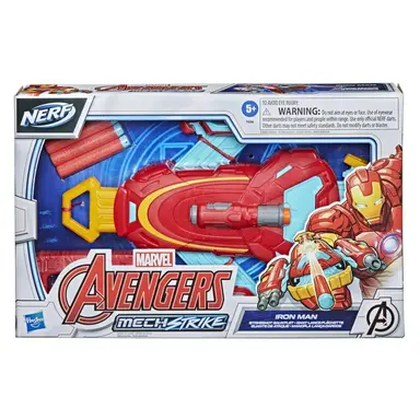 Hasbro Marvel Avengers Mech Strike Role Play Iron Man Strikeshot Gauntlet Toy And 3 NERF Projectiles, For Kids Ages 5 and Up