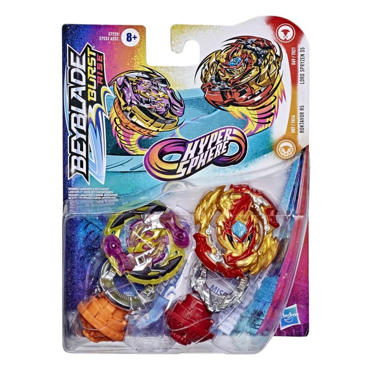 Beyblade Burst Rise Hypersphere Dual Pack Lord Spryzen S5 and Roktavor R5 -- 2 Battling Top Toys, Ages 8 and Up