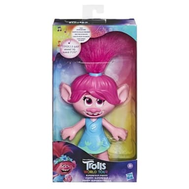 DreamWorks Trolls World Tour Superstar Poppy Doll, Sings Trolls Just Want to Have Fun, Singing Doll Toy