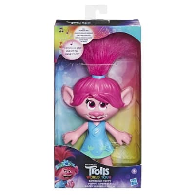 DreamWorks Trolls World Tour Superstar Poppy Doll, Sings Trolls Just Want to Have Fun, Singing Doll Toy