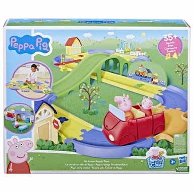 Peppa Pig All Around Peppas Town Set with Adjustable Track; Includes Vehicle and 1 Figure; 35+ Sounds; Ages 3 and Up