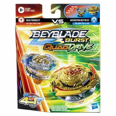 Beyblade Burst QuadDrive Destruction Belfyre B7 and Decay Perseus P7 Spinning Top Dual Pack -- Battling Game Top Toy
