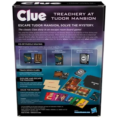 Clue Treachery at Tudor Mansion, An Escape & Solve Mystery Game, Cooperative Family Board Game, Mystery Games for Ages 10+, 1- 6 Players