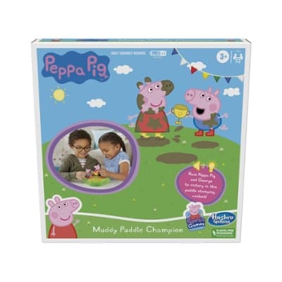 Peppa Pig Muddy Puddle Champion Board Game for Kids Ages 3 and Up, Preschool Game for 1-2 Players
