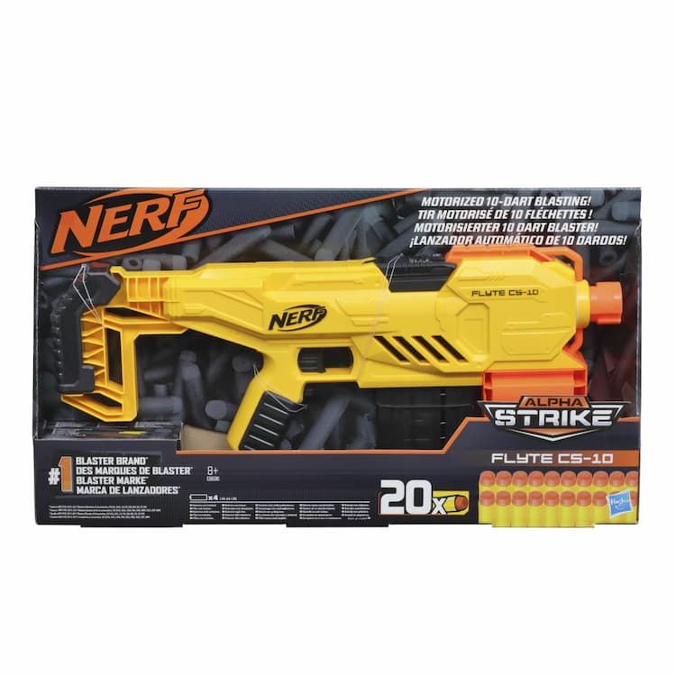 Nerf Alpha Strike Flyte CS-10 Motorized 10-Dart Blaster – 20 Official Nerf Elite Darts Darts -- For Kids, Teens, Adults