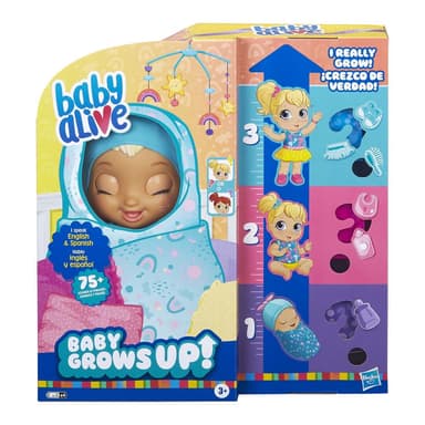 Baby Alive Baby Grows Up (Happy) - Happy Hope or Merry Meadow, Growing, Talking Baby Doll Toy, Surprise Accessories