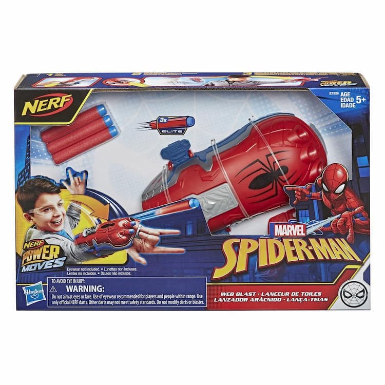 NERF Power Moves Marvel Spider-Man Web Blast Web Shooter NERF Dart-Launching Toy for Kids Roleplay, Kids Ages 5 and Up