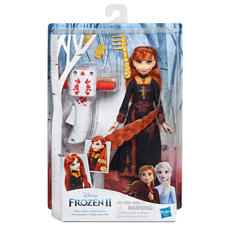 Disney Frozen Sister Styles Anna Fashion Doll With Extra-Long Red Hair, Braiding Tool and Hair Clips - Toy For Kids Ages 5 and Up