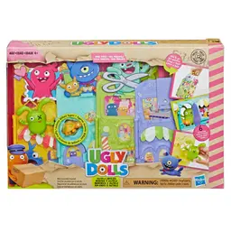 UglyDolls Uglyville Unfolded Main Street Playset and Portable Tote, 3 Figures and Accessories