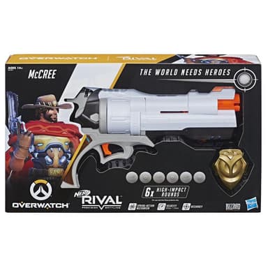 Overwatch McCree Nerf Rival Blaster with Die Cast Badge and 6 Overwatch Nerf Rival Rounds