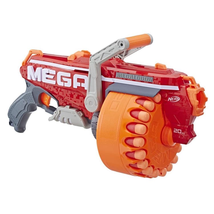 Lanzador de juguete Megalodon Nerf N-Strike Mega con 20 Mega dardos silbadores oficiales