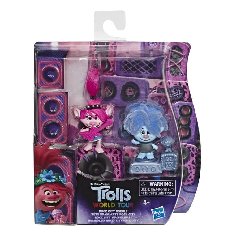 DreamWorks Trolls World Tour Rock CIty Bobble with 2 Figures, 1 with Bobble Action Plus Base