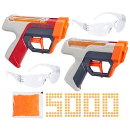 Nerf Pro Gelfire Dual Wield Pack, 2 blasters, 5 000 billes Gelfire, 2 chargeurs-trémie 100 billes intégrés, 2 lunettes