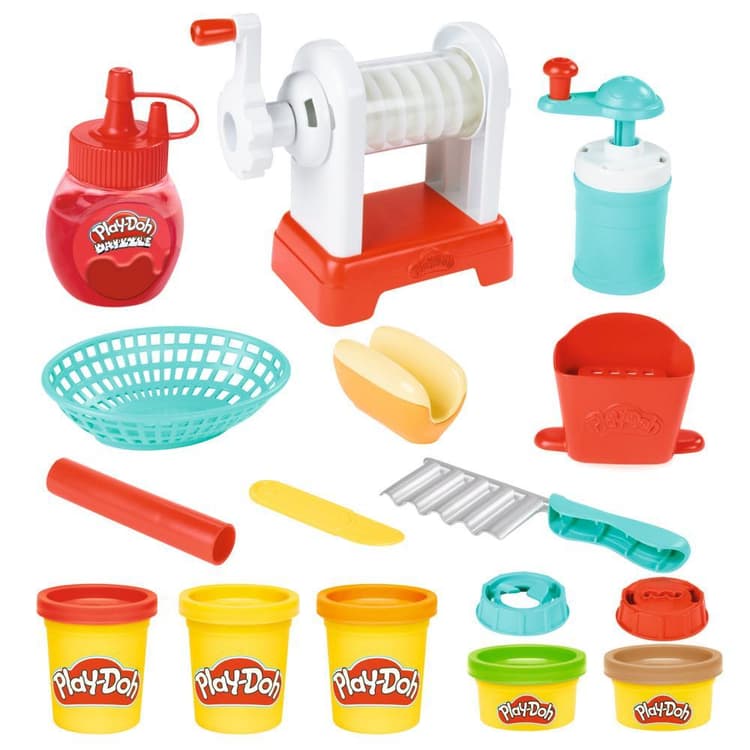 Play-Doh Kitchen Creations Friterie, coffret de pâte à modeler avec accessoires de cuisine factice, jouets préscolaires, à partir de 3 ans