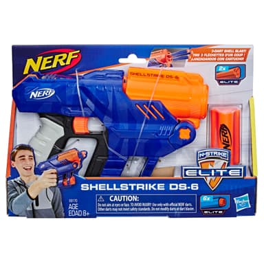 Nerf Elite Shellstrike DS-6 Blaster - Fires 3 Darts From Shells -- Includes 3 Shells and 6 Official Nerf Elite Darts