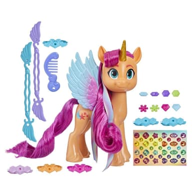 My Little Pony, Coiffures stylées Sunny Starscout, poney orange de 15 cm avec accessoires de coiffure