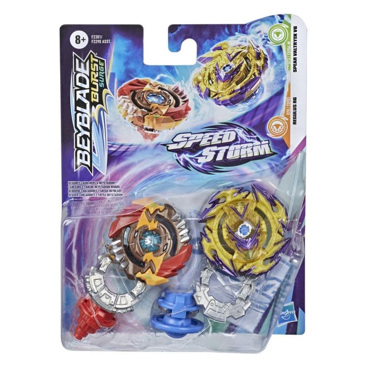 Beyblade Burst Surge Speedstorm Spear Valtryek V6 and Regulus R6 Spinning Top Dual Pack -- Battling Game Top Toy