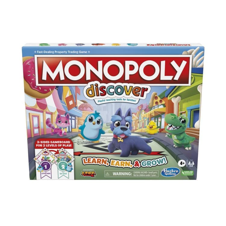 Monopoly Découverte, jeu de plateau pour enfants, dès 4 ans, plateau réversible, outils pédagogiques pour jouer en famille