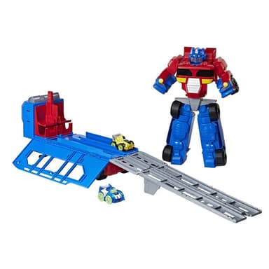 Playskool Heroes Transformers Rescue Bots Flip Racers - Optimus Prime Remorque et piste de course