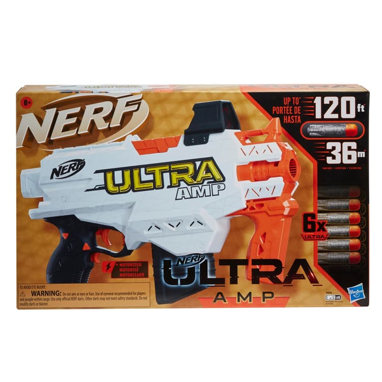 Nerf Ultra Amp Motorized Blaster, 6-Dart Clip, 6 Darts, Compatible Only with Nerf Ultra Darts