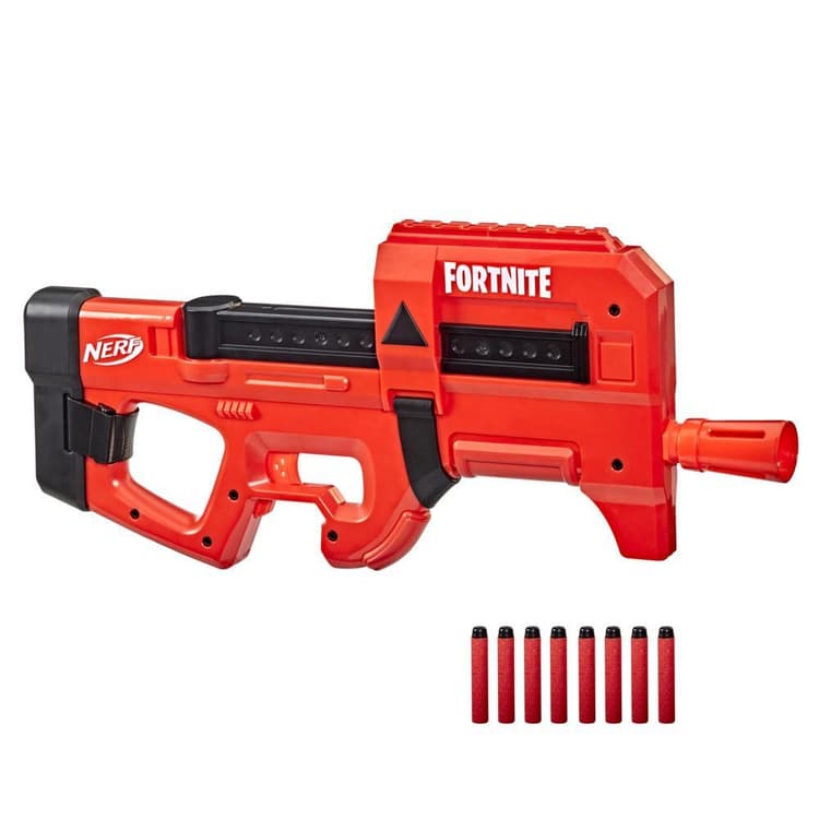 Nerf Fortnite, blaster motorisé Compact SMG, revêtement Ultra Red, chargeur interne 8 fléchettes, 8 fléchettes Nerf Elite