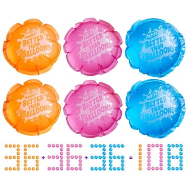 Nerf Better Than Balloons, jouets d'eau, 108 ballons, nettoyage facile, à partir de 3 ans