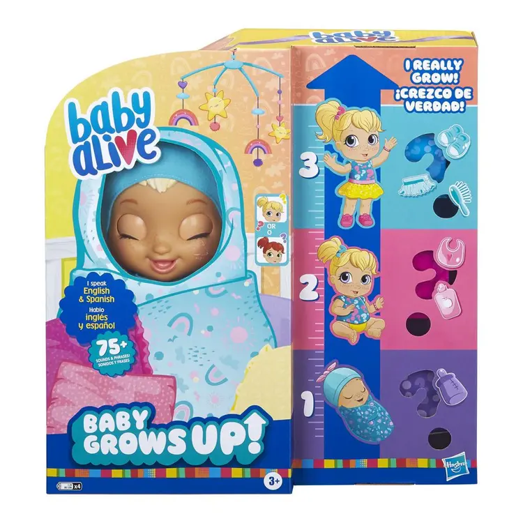 Baby Alive Baby Grows Up (Happy) - Happy Hope or Merry Meadow, Growing, Talking Baby Doll Toy, Surprise Accessories