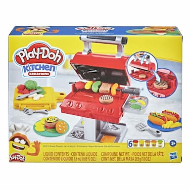 Play-Doh Kitchen Creations Grill 'n Stamp Playset for Kids 3 Years and Up with 6 Non-Toxic Colors 
