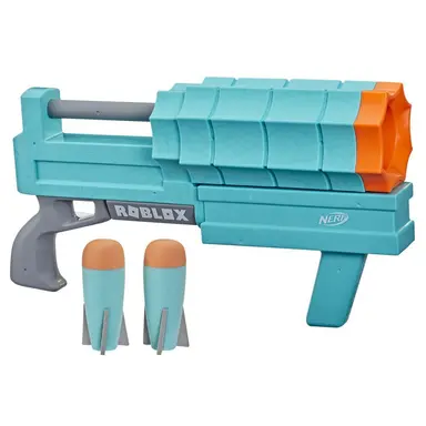 Nerf Roblox, blaster lance-roquette SharkBite: Web Launcher, inclut code pour objet virtuel exclusif, 2 roquettes Nerf