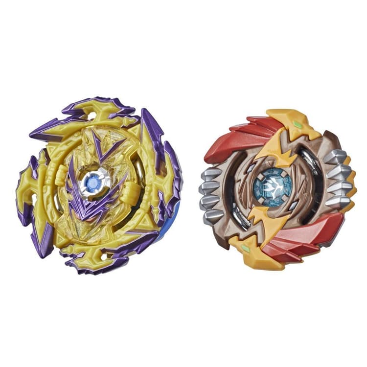 Beyblade Burst Surge, Pack de 2 toupies de compétition Speedstorm Spear Valtryek V6 et Regulus R6
