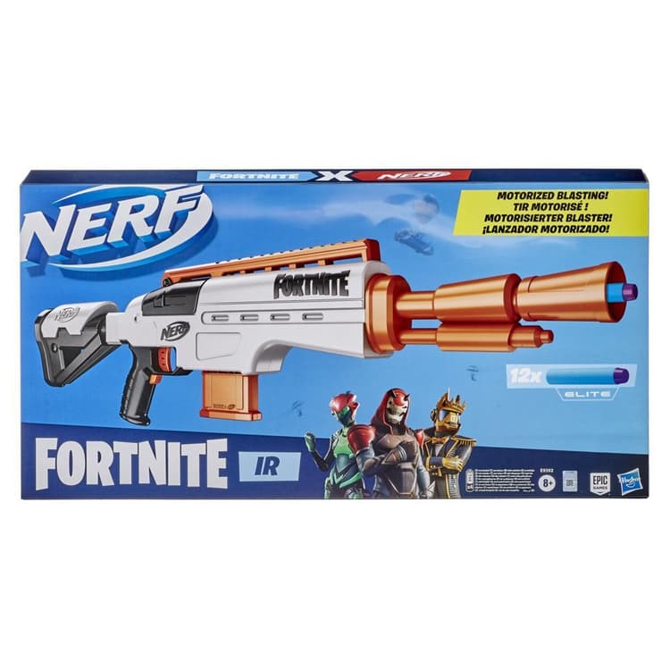 Nerf Fortnite IR Motorized Blaster -- Dart-Blasting Fortnite Blaster Replica -- 6-Dart Clip, 12 Nerf Darts