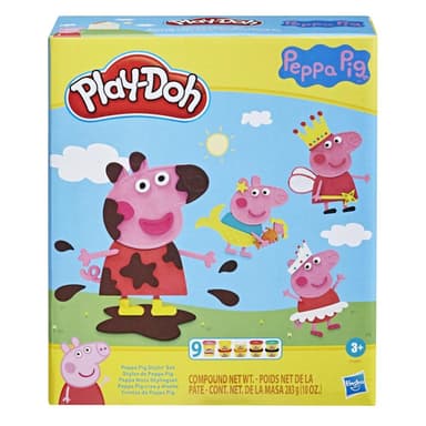 Play-Doh Peppa Pig Stylin Set with 9 Non-Toxic Modeling Compound Cans, 11 Accessories, Peppa Pig Toy for Kids 3 and Up