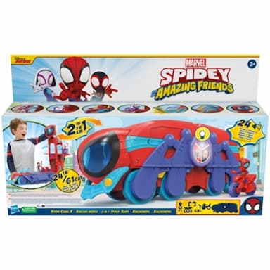 Marvel Spidey and His Amazing Friends Spider Crawl-R 2-in-1 Deluxe Headquarters Playset, Preschool Toy for Age 3 and Up