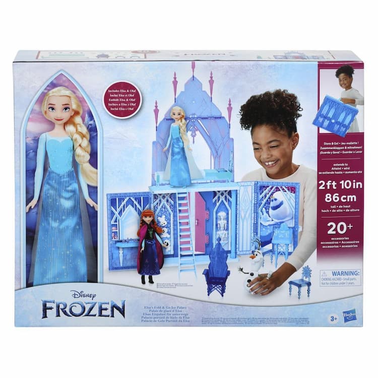 Disney's Frozen Elsa's Fold and Go Ice Palace, Elsa and Olaf Dolls, Castle Playset, Toy for Kids Ages 3 and Up