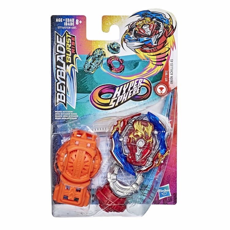 Beyblade Burst Rise Hypersphere Union Achilles A5 Starter Pack -- Battling Top Toy and Right/Left-Spin Launcher