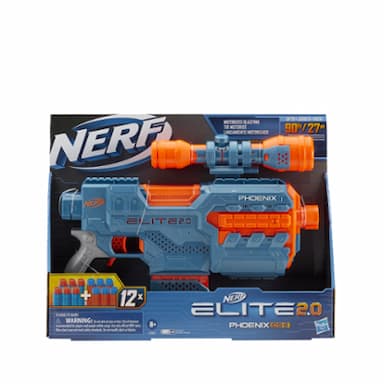 Nerf Elite 2.0, blaster motorisé Phoenix CS-6, 12 fléchettes Nerf, viseur, rails tactiques, points de fixation