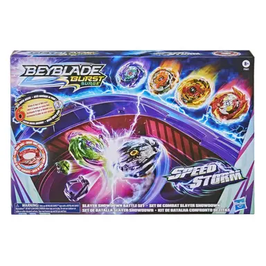 Beyblade Burst Surge Speedstorm Slayer Showdown Battle Set –Battle Game Set with Beystadium, 6 Toy Tops and 2 Launchers