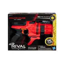 Nerf Rival Roundhouse XX-1500 Red Blaster -- Clear Rotating Chamber -- 5 Integrated Magazines, 15 Nerf Rival Rounds