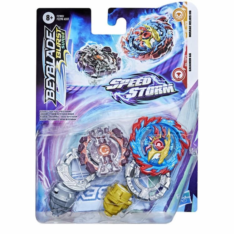 Beyblade Burst Surge Speedstorm Mirage Helios H6 and Gaianon G6 Spinning Top Dual Pack -- Battling Game Top Toy
