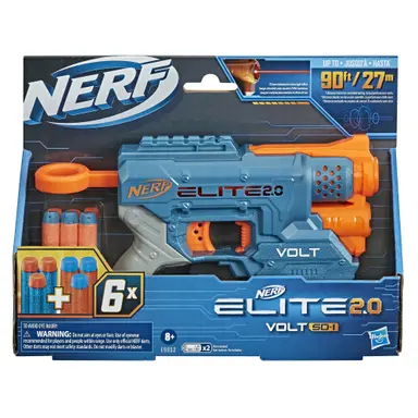 Nerf Elite 2.0 Volt SD-1 Blaster -- 6 Official Nerf Darts, Light Beam Targeting, 2-Dart Storage, 2 Tactical Rails