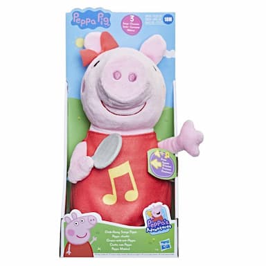 Peppa Pig Oink-Along Songs Peppa Singing Plush Doll with Sparkly Red Dress and Bow, Sings 3 Songs, Ages 3 and up
