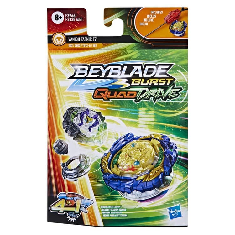 Beyblade Burst QuadDrive Vanish Fafnir F7 Spinning Top Starter Pack -- Battling Game Top Toy with Launcher